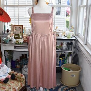 Vintage 70s Booth Bay Pink Shimmer Hostess Lounge Dress Size Medium